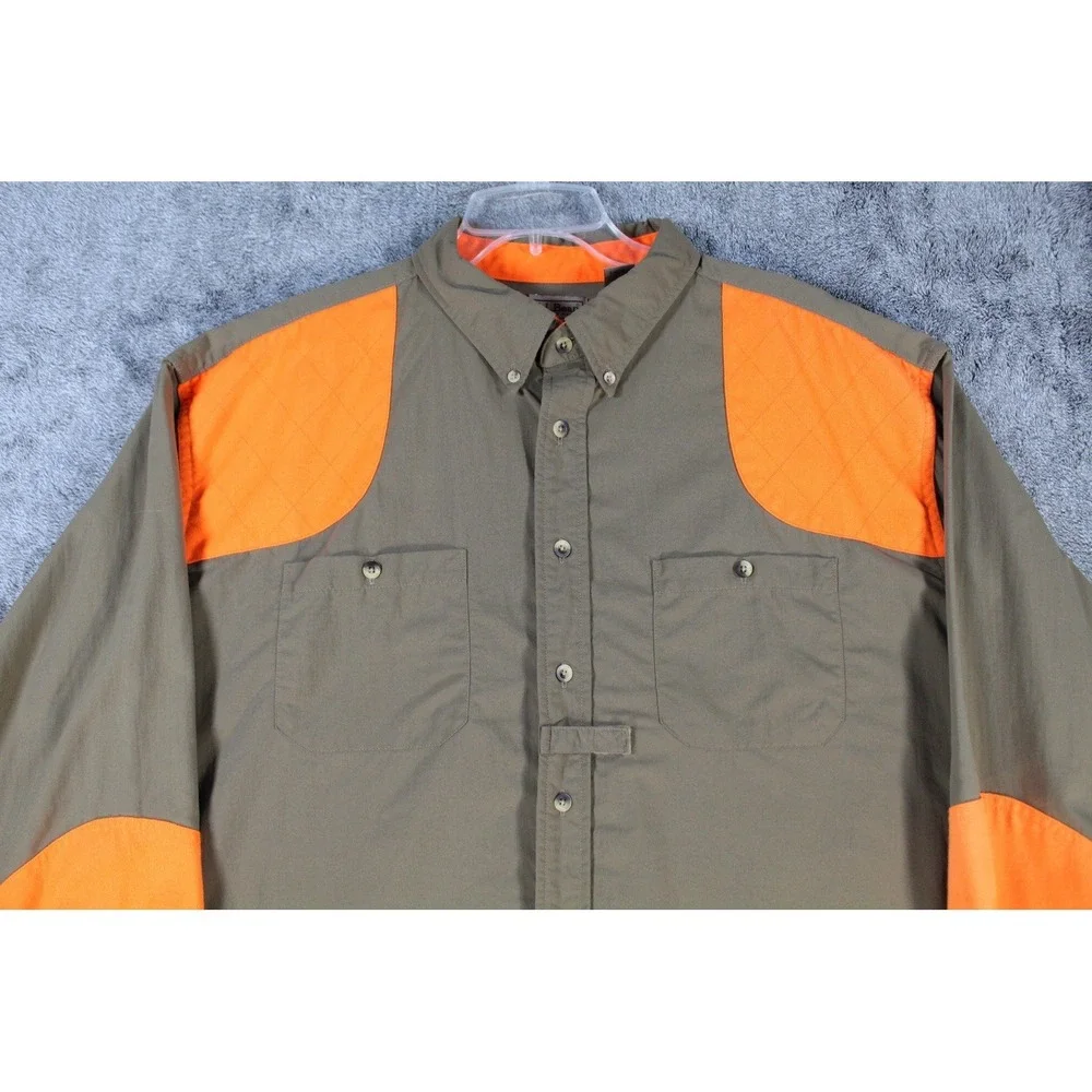 VTG‎ LL Bean Hunting Shirt XXL Made in Canada Beige Long Sleeve High Visibility
